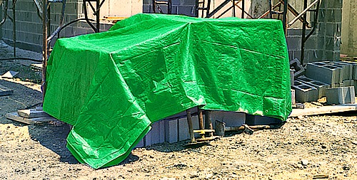 Tarpaulin Cover at Construction Site in Africa