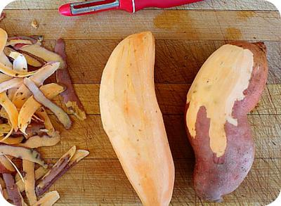 Peeled sweet potatoes in Africa